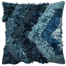 Loloi-DSETP0416IN00PIL3-Indigo Decorative Accent Pillow 22 x 22 Mos (Indigo 22" x 22" Down Fill), Indigo, 22" x 22", Down Fill