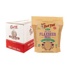 Bobs Red Mill 오가닉 골든 플렉시드 밀 아침 식사 밥스 레드밀 뮤즐리 통밀 곡물 가루 파우더 제빵, 4팩, 32 온즈