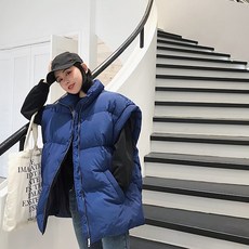 몽땅겟 여자 겨울 박시한 루즈핏 오버사이즈 숏 미들 패딩 조끼 MB110565