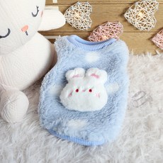 뽀글이 새끼 강아지옷 2XS 겨울 조끼 아기 고양이 옷, 02.블루 왕토끼, 1개