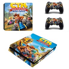 크래시 팀 레이싱 니트로 Fueled CTR PS4 슬림 스킨 스티커 데칼 비닐 플레이 스테이션 4 PS4 슬림 스킨 콘솔 및 2 컨트롤러|스티커|, 단일, 1개, 단일