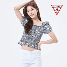 [현대백화점][게스진] OL2W4123 여성용 스퀘어넥 스모킹 반팔 블라우스