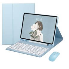 핀흔(PINHEN) 아이패드 시리즈 케이스 블루투스 한글 키보드 마우스 세트, 하늘색, 아이패드 프로5 12.9인치