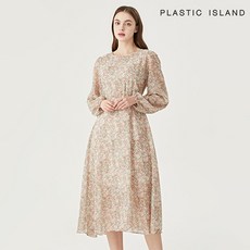 국내매장판 라운드넥 플라워 나염 허리 끈 원피스 PQTWO006 217371 플라스틱아일랜드 PLASTICKISLAND