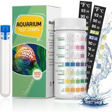 파플라이 6 in 1 수족관 테스트 스트립 100 어항 스트립의 pH 염소 질산염 탄산염 및 경도 수질 담수 키트, 7 in 1, 1개
