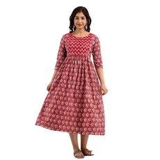 MAGHMAWomen's Maternity Dress Kurti for Pregnancy Women with Breastfeeding Dress with Floral Maxi Ma