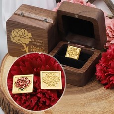 순금 카네이션 뱃지[스퀘어] 원목함 3.75g 24K 부모님 스승의날 선물