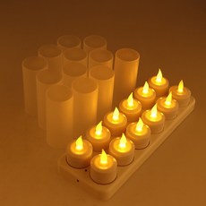 12pcs 충전식 LED 전자 촛불 빛 Flameless, 12개, 12개