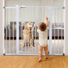 출입구 및 계단용 Babelio Baby Gate 26''-40'' 자동 폐쇄 개/애완용 게이트 간편한 설치 압력 장착, White