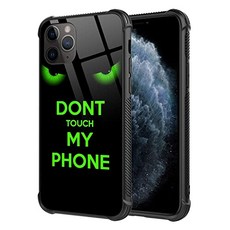 iPhone 11 케이스 녹색은 내 전화 패턴을 만지지 마십시오. 소녀들을위한 유리 아이폰 11 케이스 남 (Green Dont Touch My Phone iPhone 11), 본상품