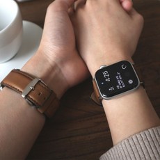 르보 애플워치스트랩 SE 7 6 5 4 3 호환 이탈리안 베지터블 38/40mm 42/44mm 가죽 스트랩, 클래식 브라운