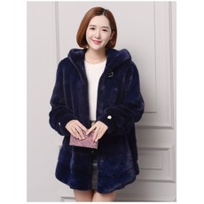 여자밍크코트 밍크 빅사이즈 수입 밍크털 올밍크 여성 미들롱타입 후드 중년 벨벳 가죽 밍크코트