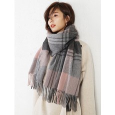 캐시미어머플러 스카프 여성겨울옷 체크무늬 활용성굿 양면 보온 두꺼운 ins겨울 캐시미어 목도리 양털 숄