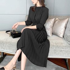 플리츠 A라인 벨트 롱 원피스 CSO1179