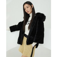 24PRE FAUX밍크 후드트리밍 자켓