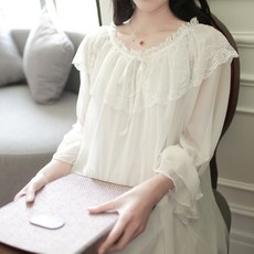 공주 레이스 쉬폰 잠옷 원피스 홈웨어 파자마