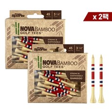[프라이드 스포츠 정품 노바 밤부 골프티 2팩묶음] 대나무 골프티 우드티 나무티 골프티꽂이, 45개, 레드
