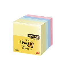 쓰리엠 알뜰팩 포스트잇 76 x 76 mm 654-5A 500p, 노랑, 애플민트, 크림블루, 러블리핑크, 500매, 3개
