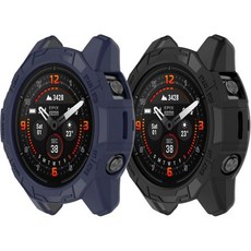 2PACKs 가민페닉스 7 프로 에픽스 47MM 케이스 소프트 TPU 범퍼 프레임 스크래치 방지 보호대 커버 블랙 오렌지, Black&NavyBlue