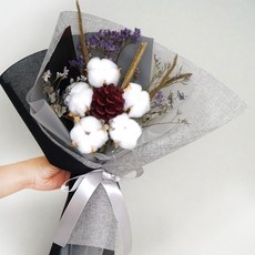 GGY595611목화그레이꽃다발/목화꽃다발/드라이꽃다발/드라이플라워/선물꽃다발/포인트꽃다발/솔방울꽃다발, 고급목화그레이꽃다발