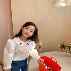 쪼이주니 여아 하트 둥근카라 블라우스 아방가르드