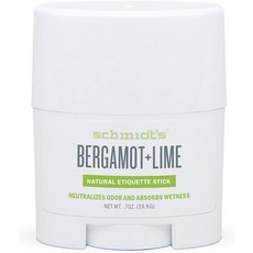 Schmidt's 베르가모트 & Lime 내추럴 데오드란트 스틱 Travel Size 0.7 ounces 19.8 grams 미국발송, 1개