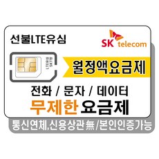 프렌즈모바일 SKT선불폰 무제한 요금제 선불유심 유심개통, 1개, 선불데이터안심