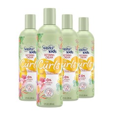 Suave 아동용 내추럴 스위트 아몬드 허니 컬 디파이닝 크림 파라벤 없음 염료 355ml(12온스) (4팩), Suave 아동용 내추럴 스위트 아몬드 허니 컬 디파이, 1개, 355ml