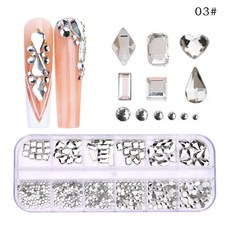 디지털 토크렌치 트크렌치독일 1 box crystal nail art gold all, 12 그리드 크리스탈 믹스, 1개