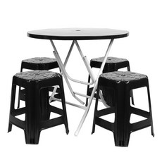 지오리빙 포장마차 테이블 의자 세트, 원형+사각(블랙)
