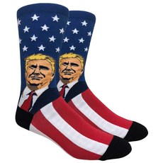 FineFit Men's Novelty Fun Crew Socks for Dress or FineFit 남성용 드레스 또는 캐주얼용 참신한 재미있는 승무원 양말 - 트럼프 대통령