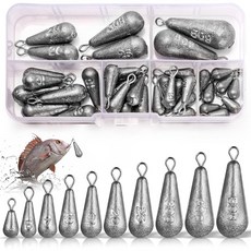 낚시 싱커 무게 낚싯대 드롭샷 스위블 세트 40개 모든 사이즈 납 4g-50g