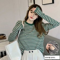 추동 스트라이프 수유 산후 산후조리 순면 수유 티셔츠 이너 니트