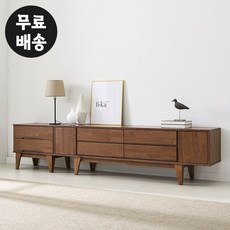 레빈 고무나무 원목 2단 거실장세트 TV선반(2400), 단품 - 원목거실장2400