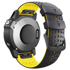 Garmin Fenix 6X 6 Pro 5X Plus/Descent Mk2i Mk2/Enduro 용 26mm 22mm 퀵 핏 실리콘 손목 밴드 시계 밴드 퀵 릴리스 스트랩, Black Yellow - 가민mk1