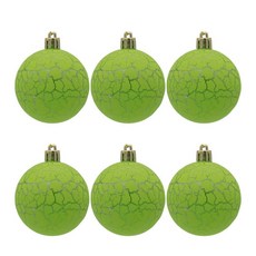 6pcs 크리스마스 볼 매달려 펜던트 균열 패턴 Xmas 나무 장식 산산조각 난로 홈 페스티벌 장식, 녹색,