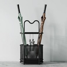 모던우산꽃이 호텔 버킷 플로어 선반 다리미 미니멀리스트 대용량 현대 스탠딩 단조 배수 우산, Black, 1개