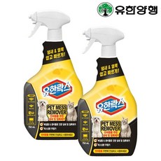 유한 펫 메스 리무버 750mlx2개 반려동물 냄새 탈취 얼룩 제거, 없음, 2개, 750ml - 펫메스리무버