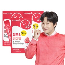 굿앤키즈 맛있는 철분 비타민 딸기맛 / 성장기 아이 철분제 어린이 영양제 영국산 비타민C, 60g, 3박스