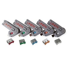 UWX785231[LINDY] 포트 잠금장치 스윙형 USB 락 LINDY-40450 [레드/보안키1개+커넥터4개], 단일색상