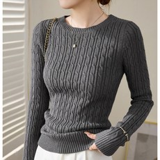 엘에프제트 여성 슬림핏 베이직 꽈배기 니트티셔츠 스웨터 M9005