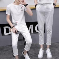 남자 린넨 투피스 상하 세트 마 캐주얼 반팔 바지 QX625063