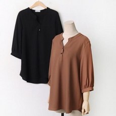 에이티엔 여친 코디 느낌 헨리넥 6만원대 선물 랜덤 여성 블라우스 빅사이즈 E-1634706