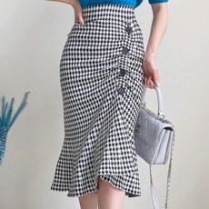 빈스 니팅 셔링 버튼 스커트