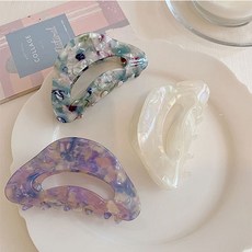 3p세트 고급 마블무늬 올림머리 반묶음 긴머리 집게핀, 마블, 3개