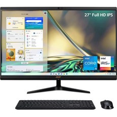 Acer Aspire 27 FHD 1920x1080 IPS 올인원 데스크톱 | 인텔 i51235U 10코어 Iris Xe 그래픽 USBC WiFi 6 5MP 카메라 HDMI 1, 64GB 4TB SSD_Windows 10 Pro, 1개