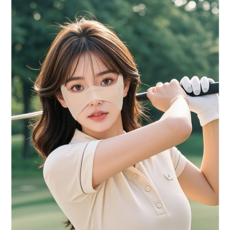 와미 자외선 차단 골프 신형 나비마스크, 베이지, 1개, 1개입