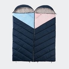1+1 캠핑 마약 2인용 커플 탈부착 침낭, (190+30)x80cm (각2kg), 스카이블루+핑크 (라이너x베개포함)