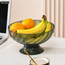 가벼운 발 디딤 투명 뚜껑이 있는 과일 접시 가정용 거실 티 테이블 곰돌이 건과일 접시 간식 접시, 과일 쟁반 클리어 그린
