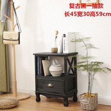 단단한 오동 나무 틈새 수납장 좁은 협탁 미니 침대옆 가구 5가지 색상, 앤티크 블랙 한 꺼풀